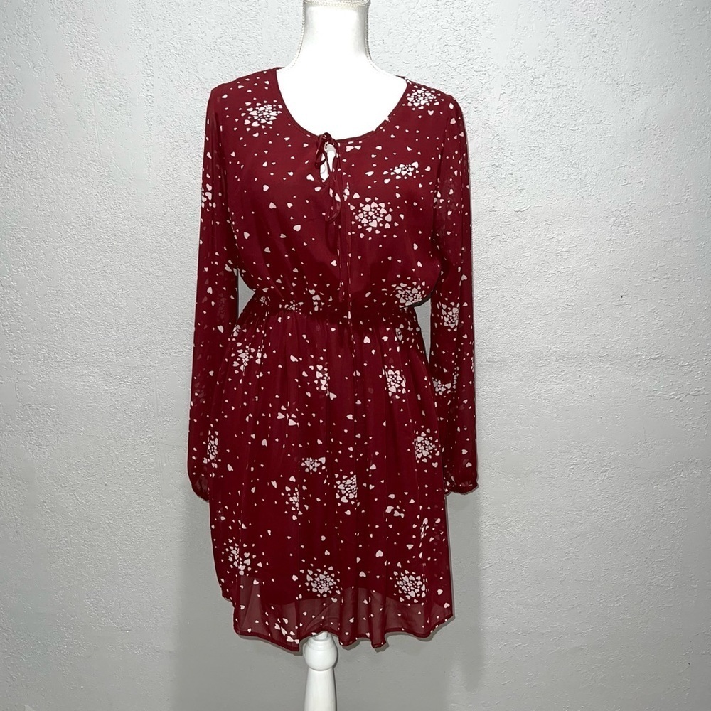 Wild Blue Sadie Robertson Red Heart Print Dress large